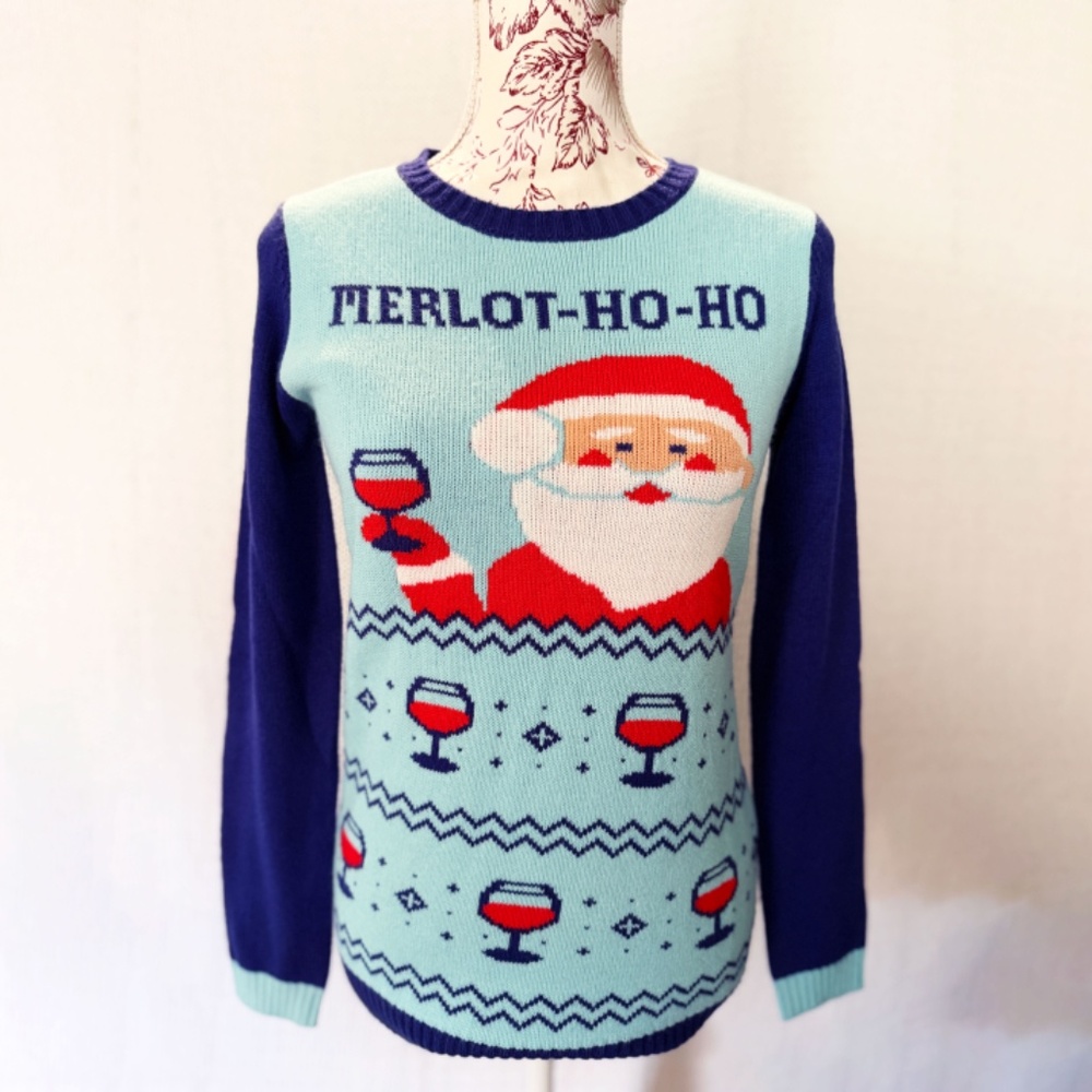 2018 Norther Pole Merlot Ho Ho Knit Christmas Sweater